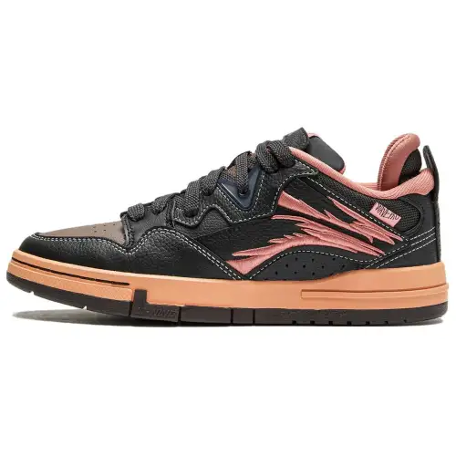 Li Ning Wave Pro Textile, Synthetic Leather Abrasion Resistant Slip Resistant Low top Skateboard Shoes Women's Black