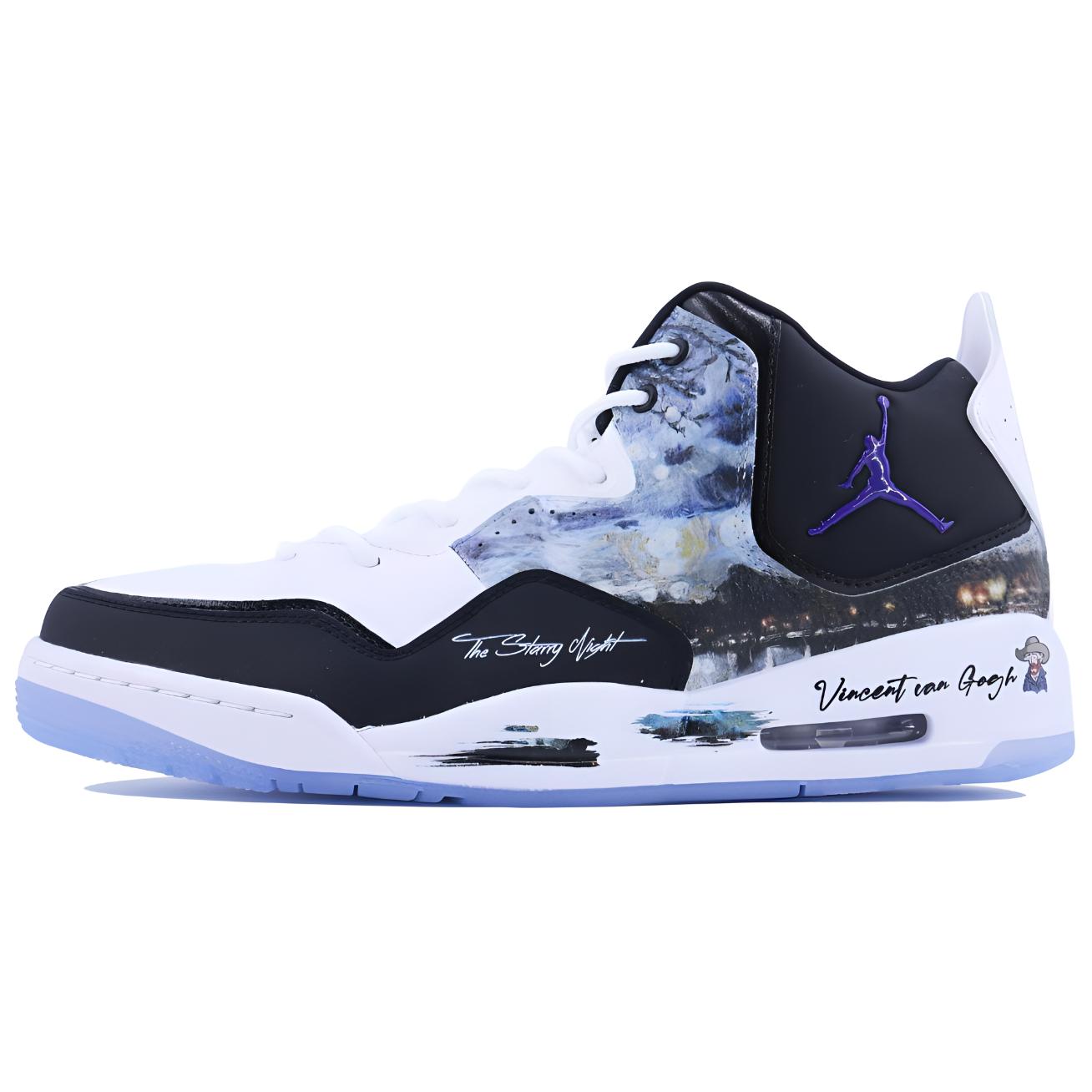 Jordan Courtside 23 Starry Sky SDS Cushioned Slip-Resistant Mid-Top Vintage Basketball Shoes Men’s Black Blue White