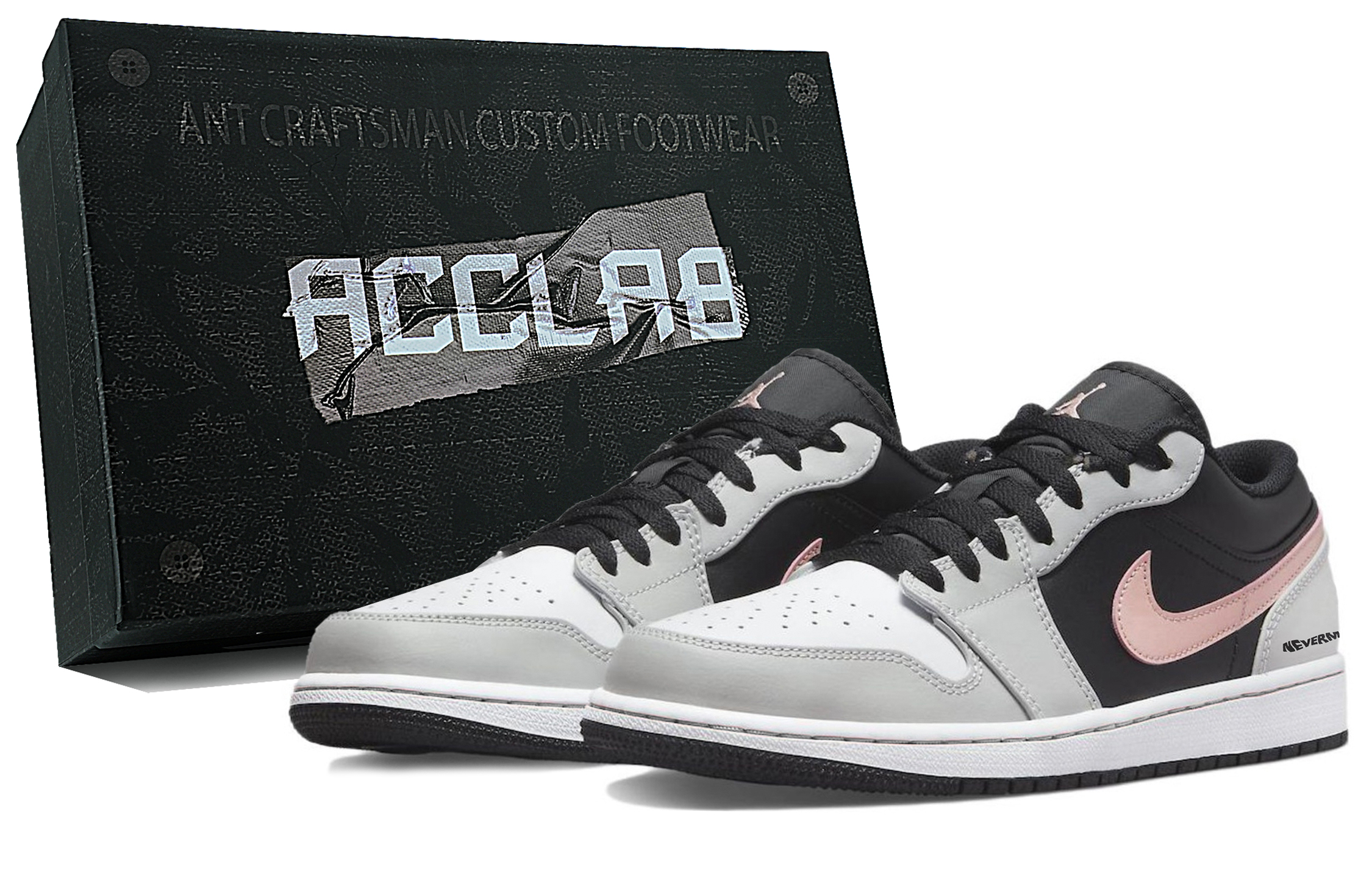 Jordan 1 Cushioning Abrasion Resistant Low top Vintage Basketball Shoes Unisex Black Gray Pink