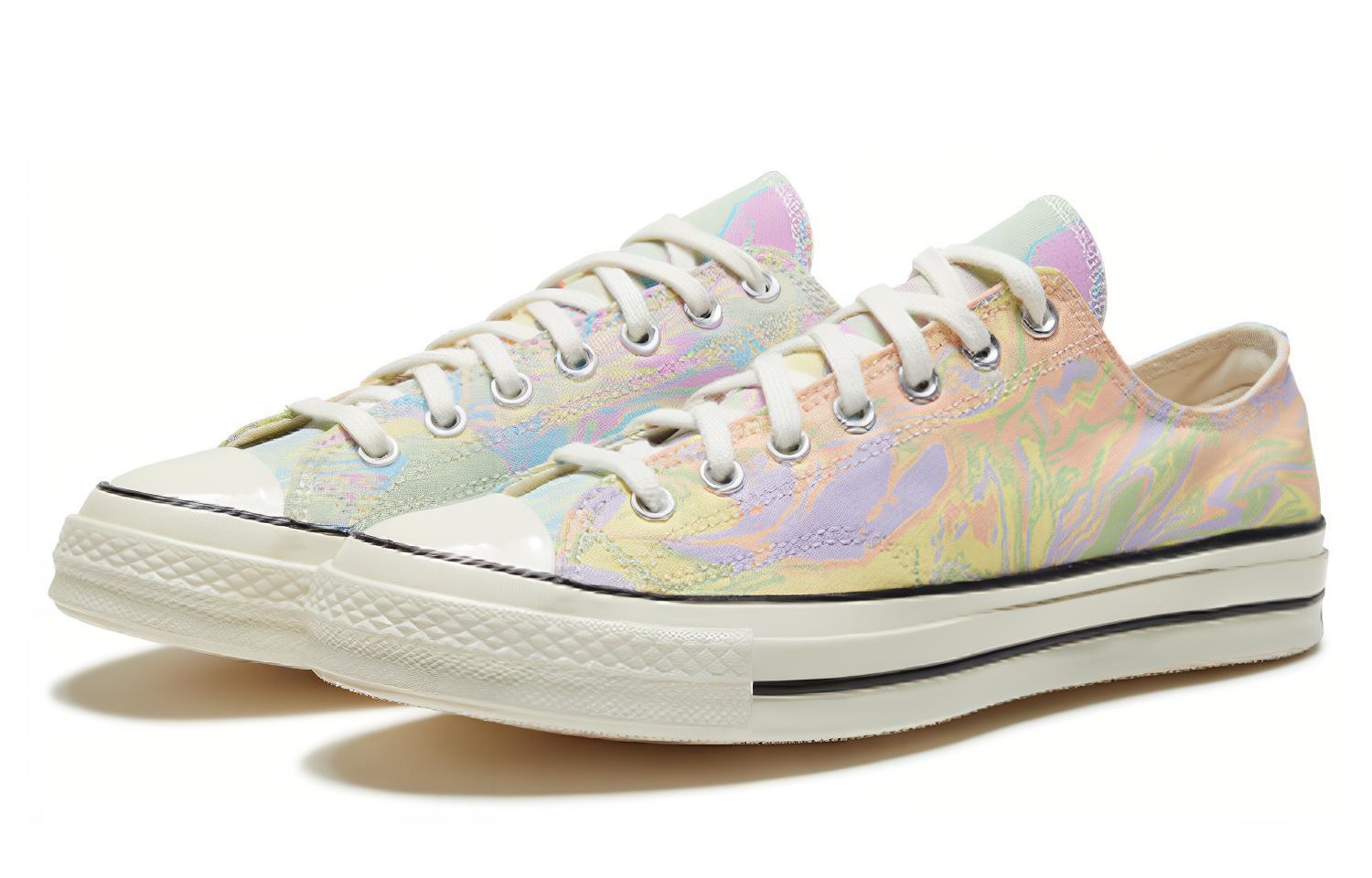 Кеды Converse Chuck Taylor All Star 70 OX (бежевый) — Бежевый / жёлтый / зелёный / фиолетовый — фото 3