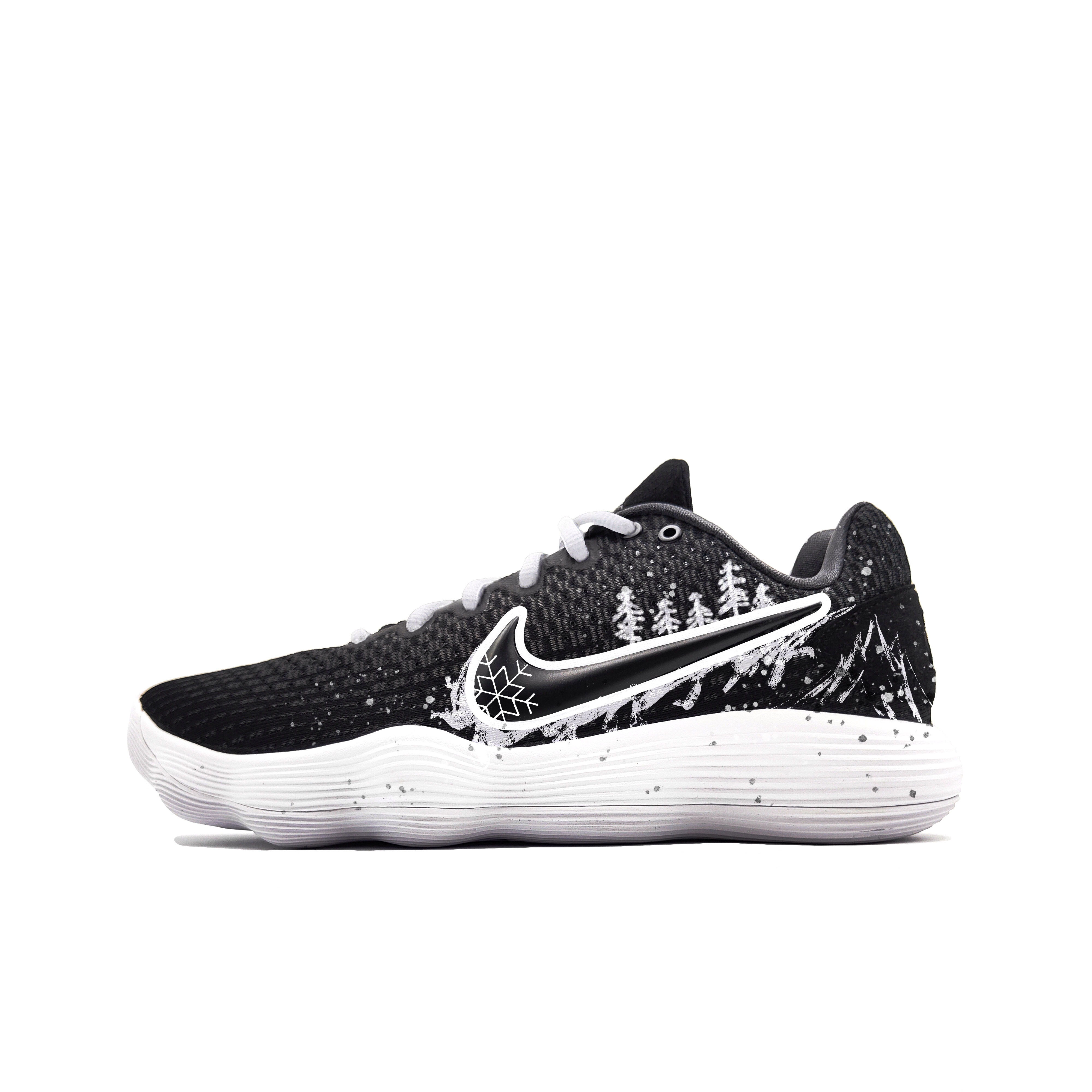 Nike Hyperdunk 2017 Ink Ridge Cold Pine Cushioning, Wear Resistant Low top Basketball Shoes Unisex Black White