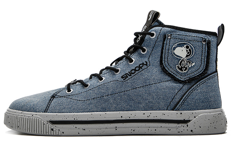 SNOOPY x Anta Abrasion Resistant Slip Resistant High top Skateboard Shoes Men's Blue Black