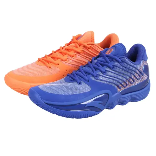 Anta Zap 2 Comfortable And Trendy Low top Basketball Shoes Men's Blue Orange Mismatched Overseas Version