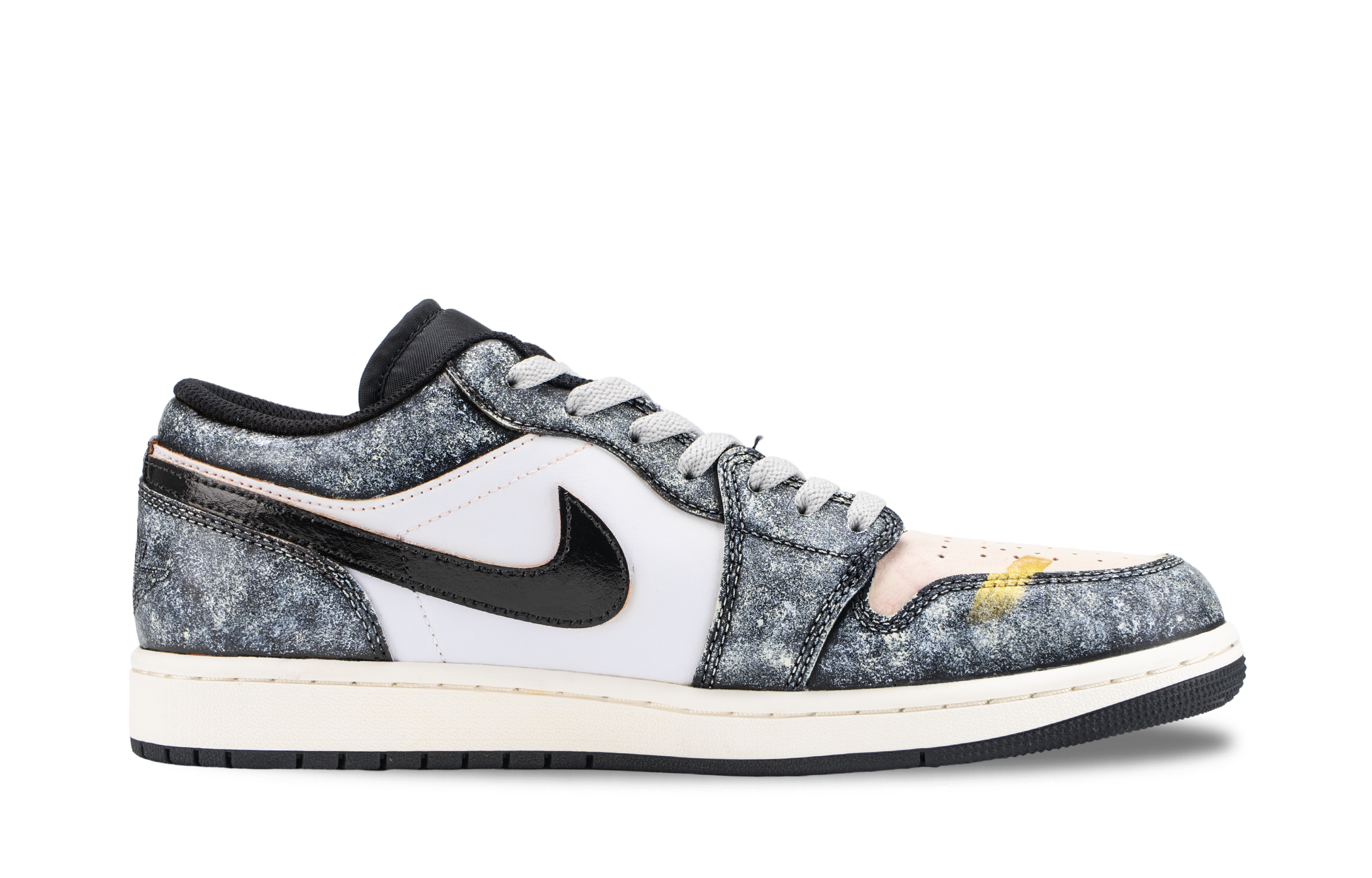 Jordan Air Jordan 1 Starry Sea Pearl Abrasion Resistant Low top Vintage Basketball Shoes Unisex Gray Gold