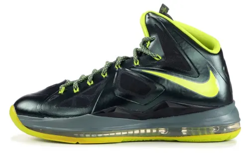 Nike Lebron 10 Dunkman round head lace, non-slip and lightweight, middle top practical basketball shoes, men's gray and yellow