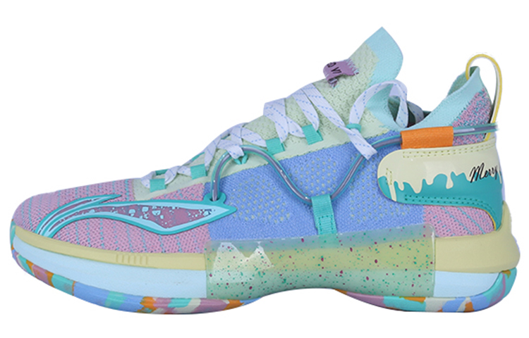 Li Ning Speed 6 Comfortable Cushioning Slip Resistant Abrasion Resistant High top Basketball Shoes Men’s Blue Pink