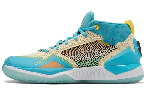New Balance Kawhi 1 Moreno Valley fabric synthetic leather TPU Leonard stitching low-top retro basketball shoes men's yellow blue brown