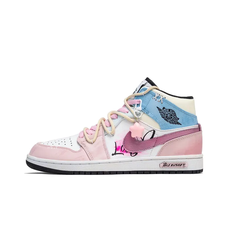 Jordan Air Jordan 1 Vintage Basketball Shoes Men's Mid Top Pink/White