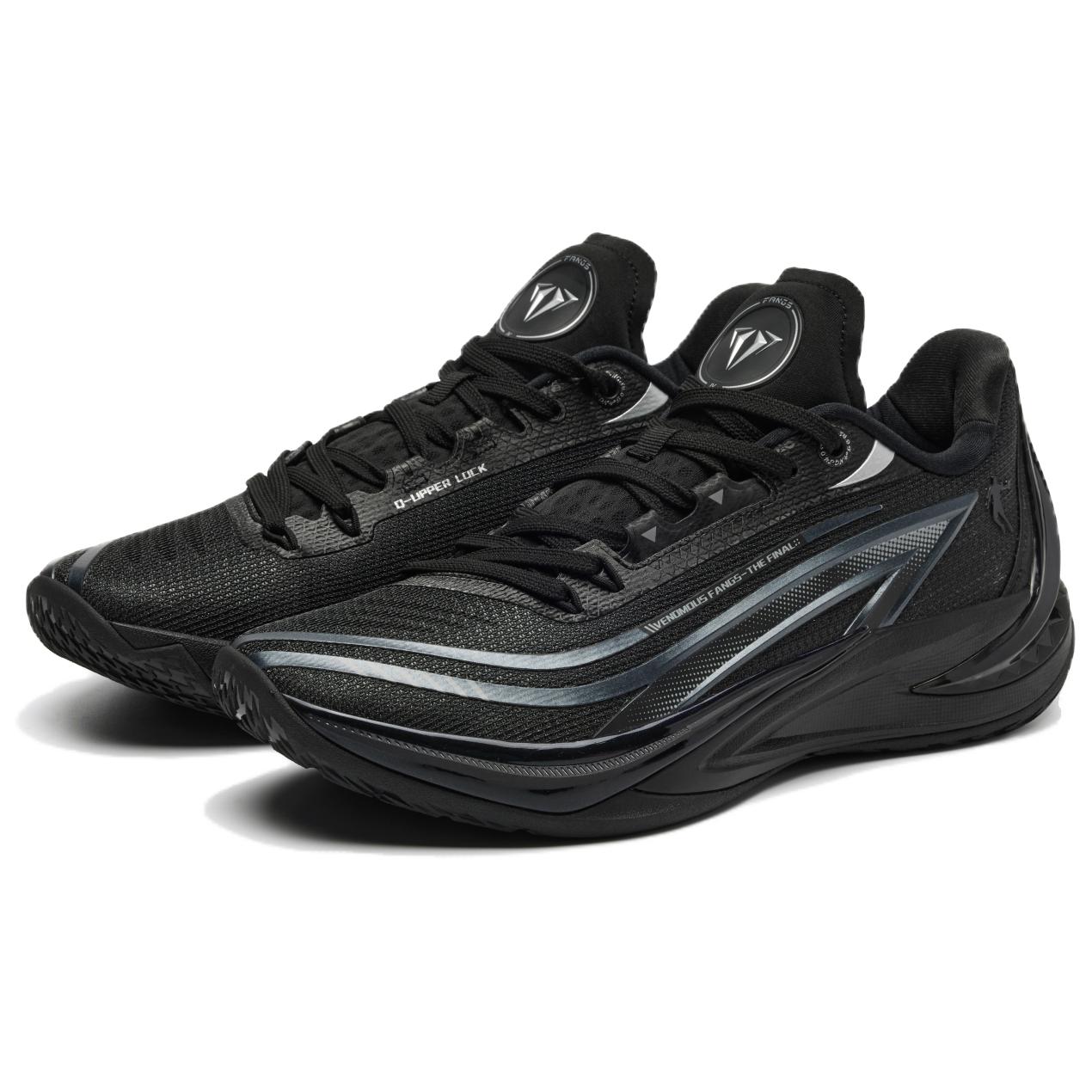 QIAODAN Poisonous Fangs 3V3 Cushioning Slip Resistant Abrasion Resistant Low top Basketball Shoes Men’s Black Silver