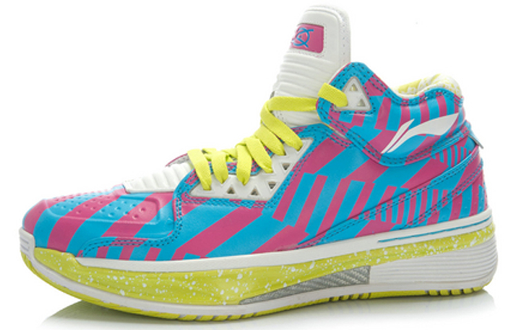 Li Ning WOW 2 Trendy Slip Resistant, Abrasion Resistant, Rebound Low top Basketball Shoes Men’s Blue Pink White