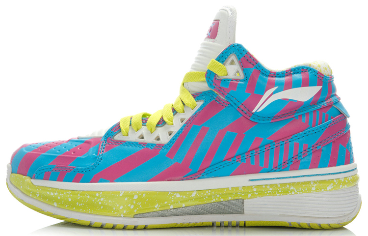 Li Ning WOW 2 Trendy Slip Resistant, Abrasion Resistant, Rebound Low top Basketball Shoes Men’s Blue Pink White