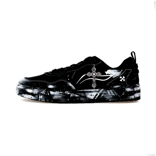 Li Ning Original Era Slip Resistant, Abrasion Resistant, Breathable Low top Skateboard Shoes Men's Black