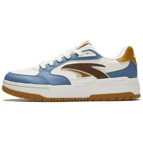 Anta 982 Slip Resistant Abrasion Resistant Low top Skateboard Shoes Men's Blue White Brown