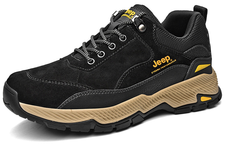 Jeep Mountaineering & Hiking Shoes Men’s Low Top Black/Sand Yellow