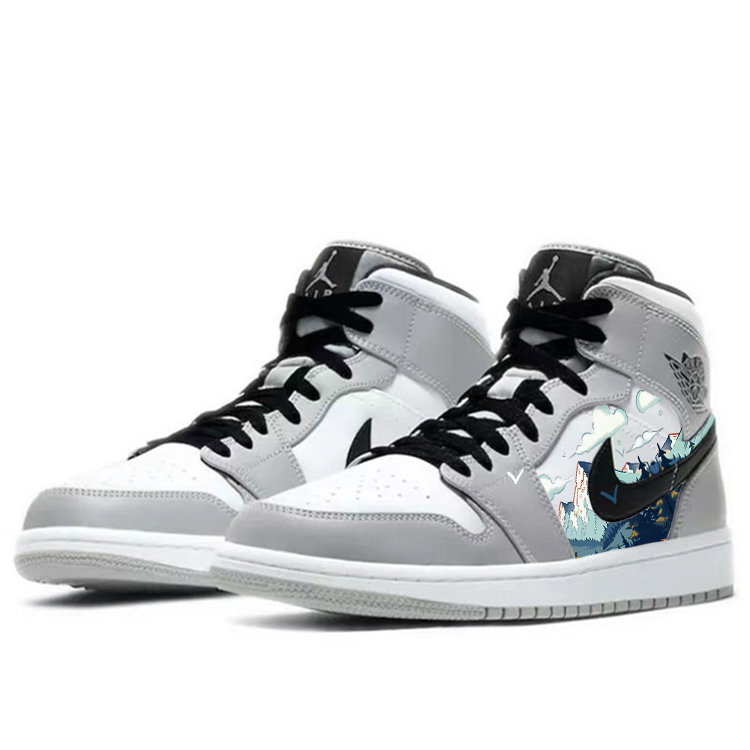 Jordan Air Jordan 1 Vintage Basketball Shoes Men’s Mid Top White/Gray