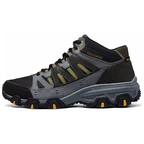 Skechers OUTDOOR MENS Comfortable And Breathable Support Rebound Mid top Mountaineering Shoes Men's Dark Gray Yellow