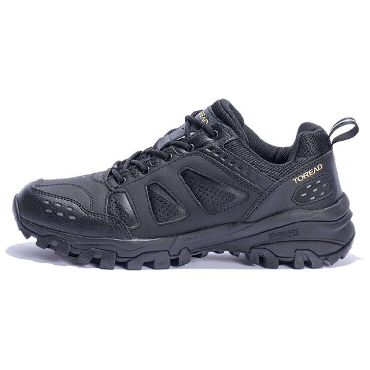 TOREAD Slip Resistant Abrasion Resistant Low top Hiking Shoes Men’s Black Gold