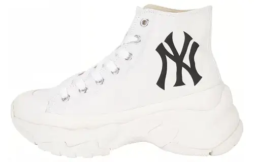 MLB Chunky Comfortable Slip Resistant, Abrasion Resistant, Breathable High top Canvas Shoes Unisex White