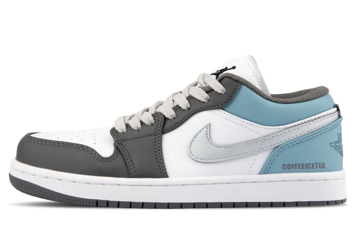 Jordan Air Jordan 1 Cow Leather Trendy Cushioning, Wear Resistant Low top Vintage Basketball Shoes Unisex Steel Blue