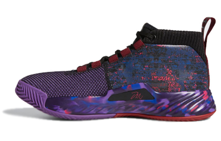 Мужские кроссовки adidas D Lillard 5 (фиолетово-красный) — Фиолетовый / красный — фото 1