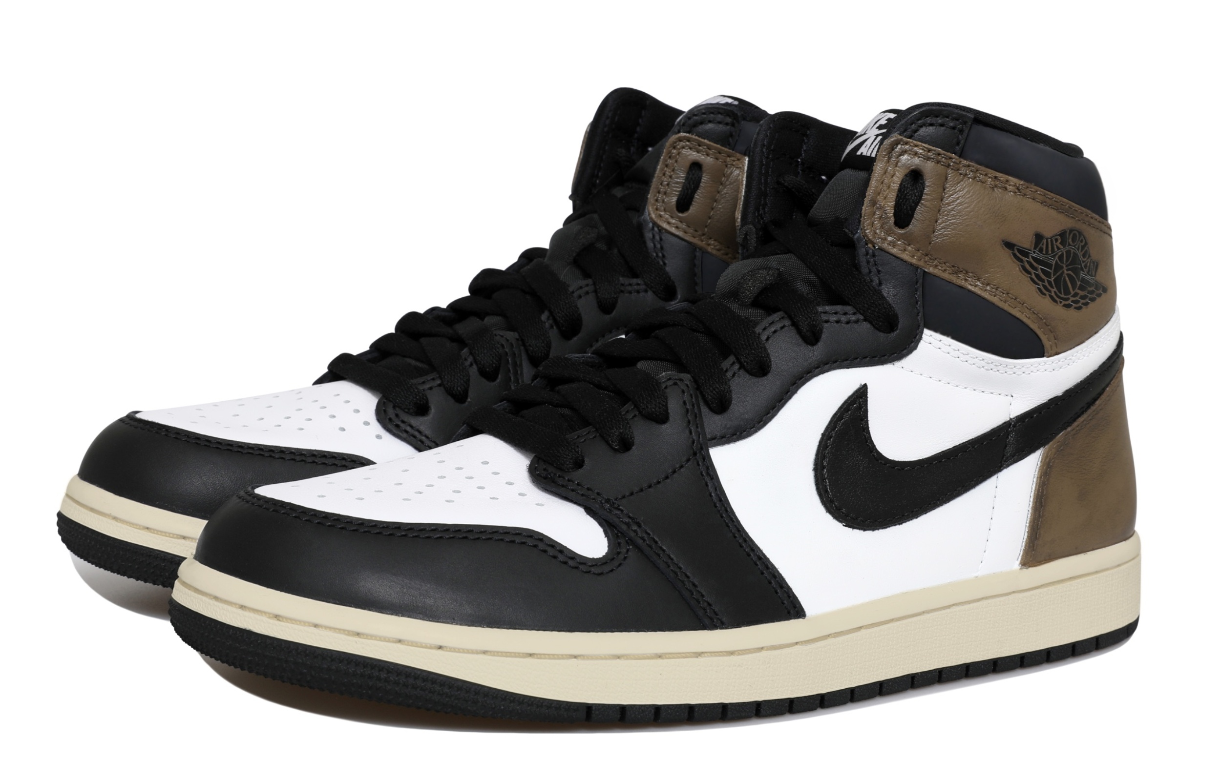 Jordan Air Jordan 1 Black Mocha Cushioning Slip Resistant Abrasion Resistant High top Vintage Basketball Shoes Men’s