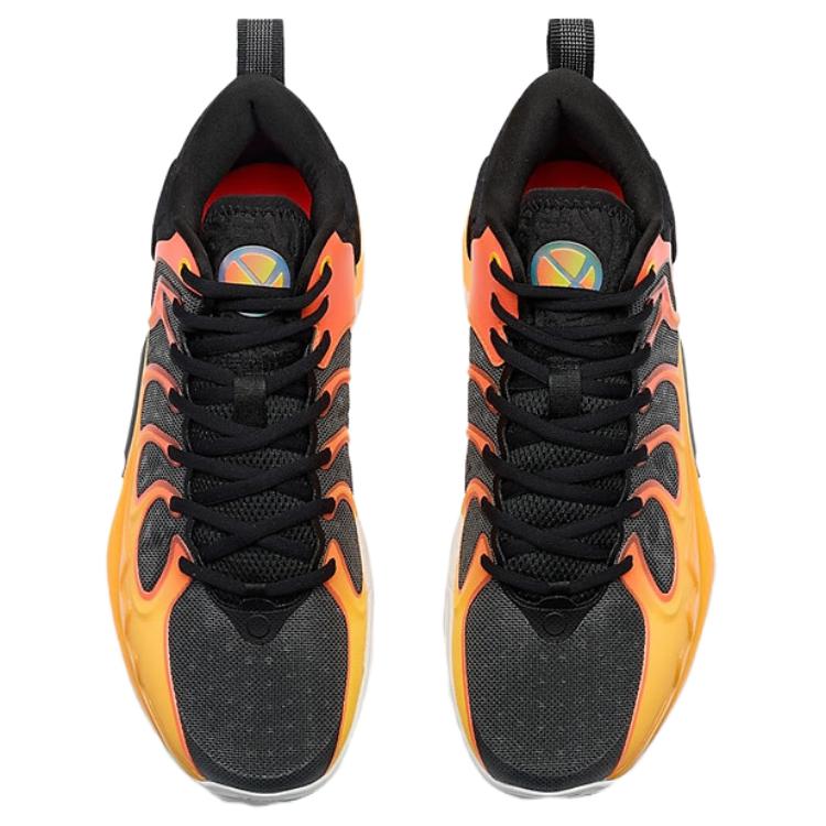 XTEP Slip Resistant Abrasion Resistant Mid top Basketball Shoes Men’s Orange Black