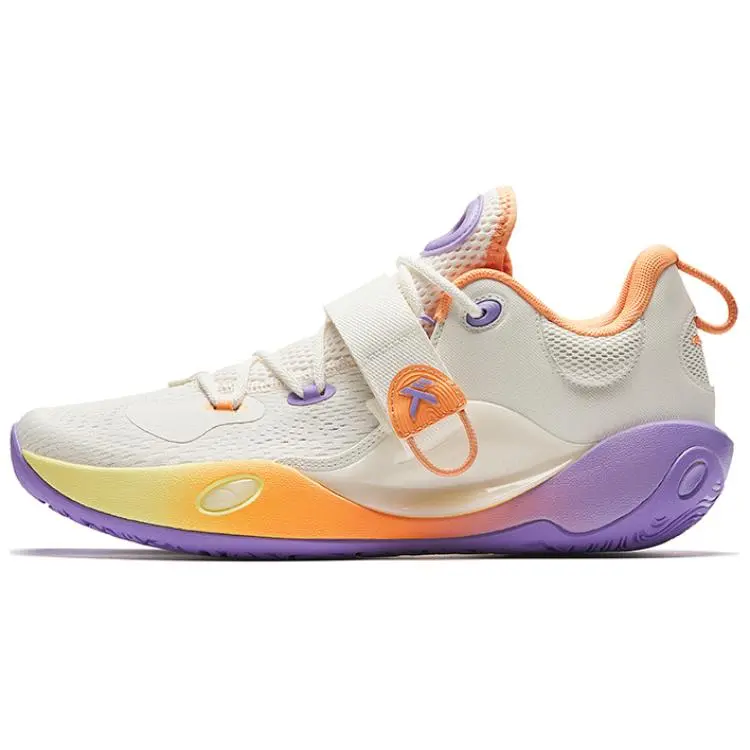 Anta Splash 6LITE Comfortable Cushioning Slip Resistant Basketball Shoes Men's Ivory White, Cloud Brocade Orange