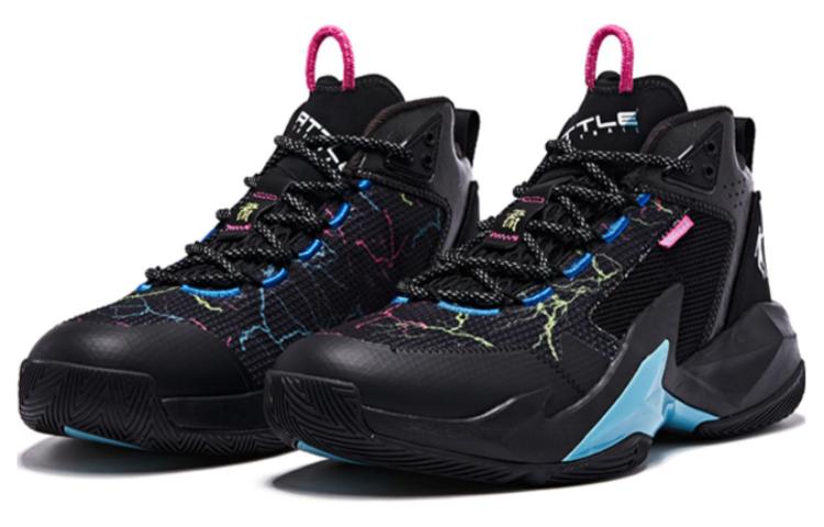 QIAODAN Slip Resistant Abrasion Resistant High top Basketball Shoes Men’s Black Blue