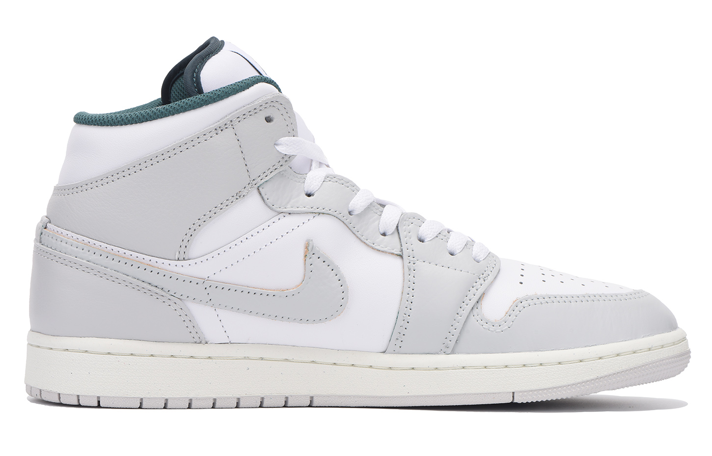 Jordan Air Jordan 1 Slip Resistant Coverage Mid top Vintage Basketball Shoes Unisex Gray White