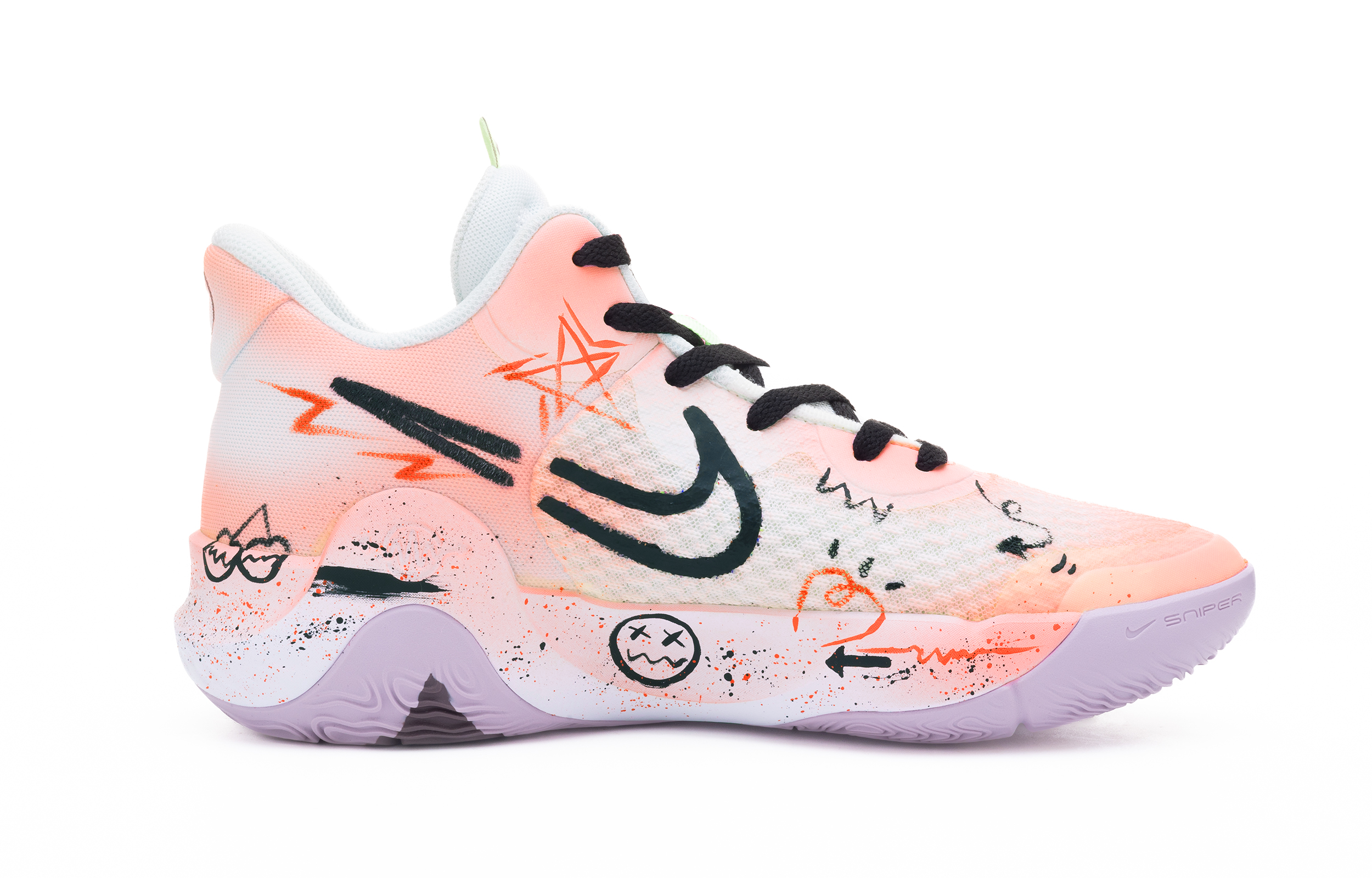Nike KD Trey 5 IX Hand Drawn Graffiti Mid top Vintage Basketball Shoes Men’s Orange