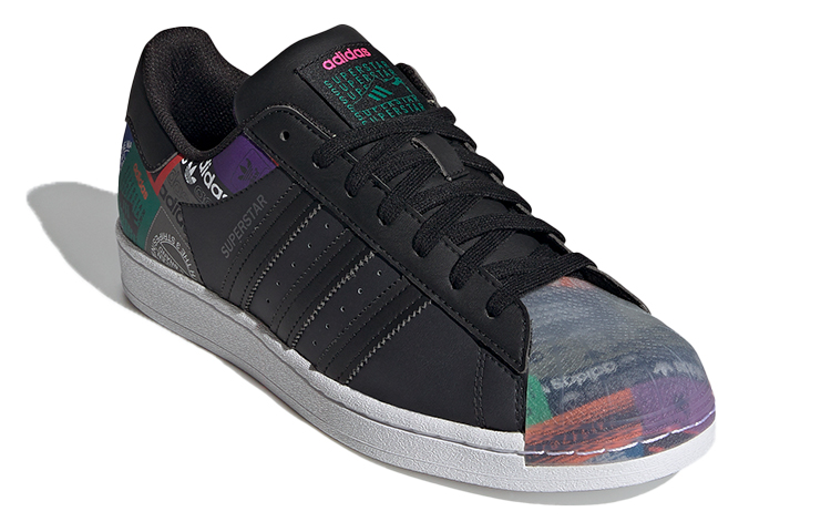 Кеды adidas originals SUPERSTAR (черно-пурпурные) — Чёрный / фиолетовый / серый — фото 3