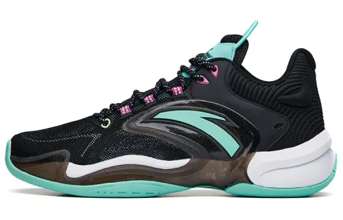 Anta Heat Wave 3 Comfortable Shock Absorbing Anti-Slip Wear-Resistant Low-top Basketball Shoes Men's Black Green