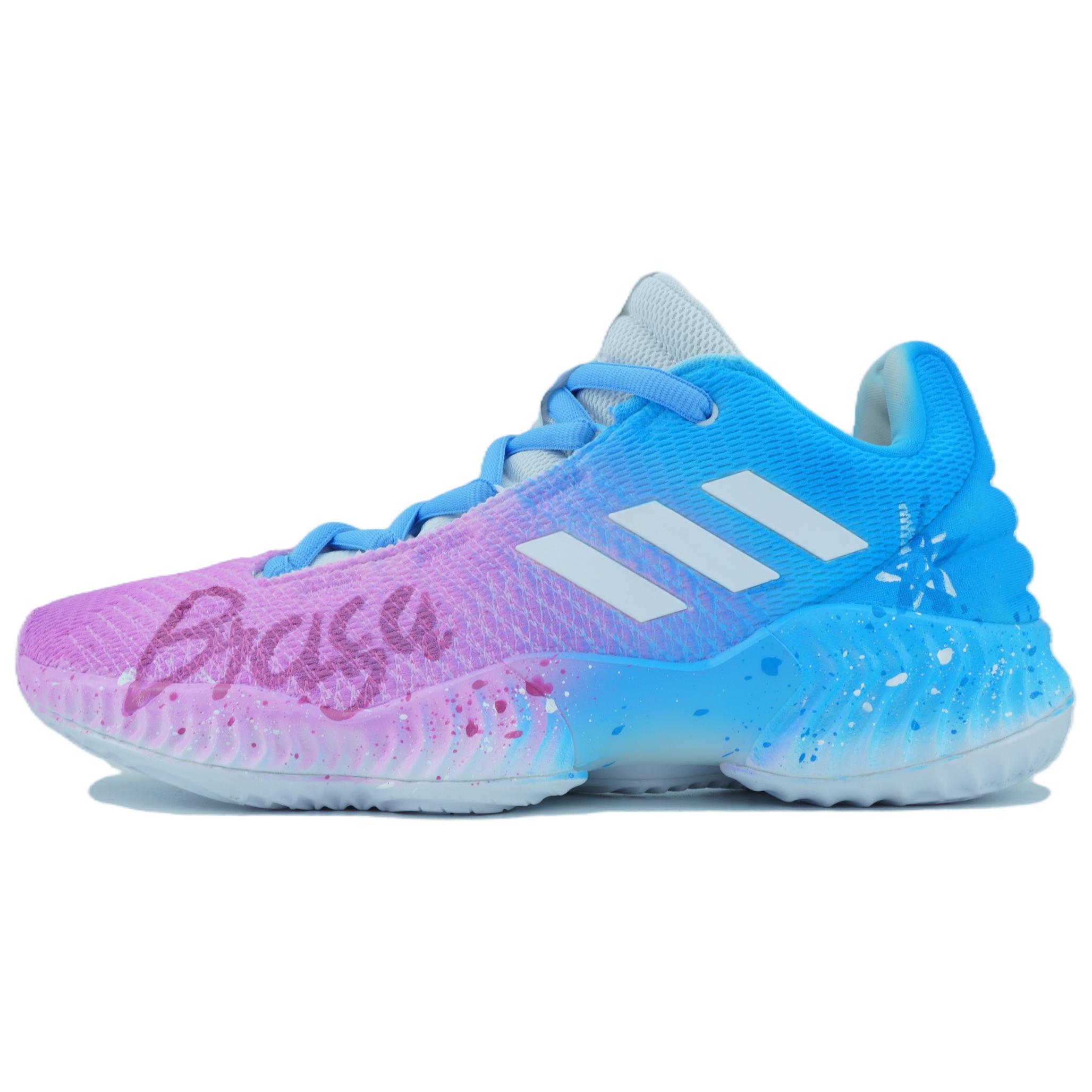 Adidas Pro Bounce 2018 Fenggu Purple Mist Abrasion Resistant Support Rebound Low top Basketball Shoes Men’s Pink Blue