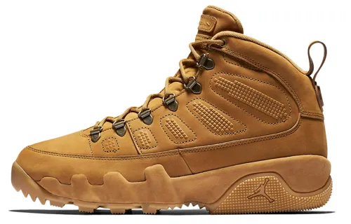 Jordan Air Jordan 9 Retro Boot NRG Rhubarb Boots Non-slip Lightweight High Top Retro Basketball Shoes Men's Wheat Color
