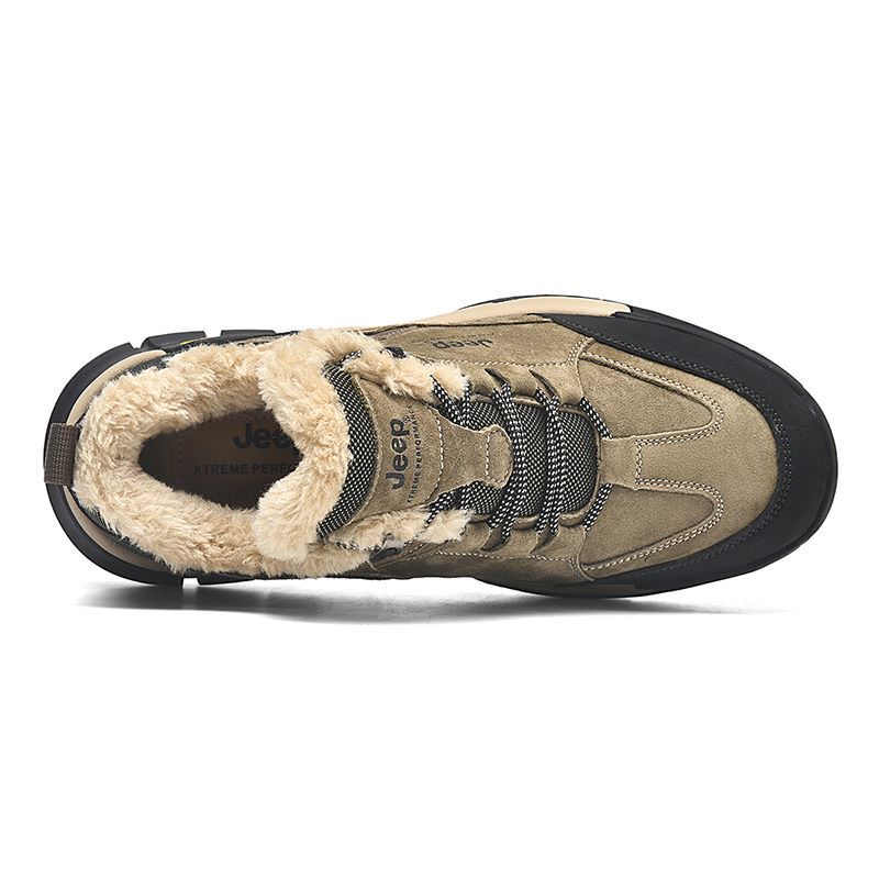Jeep Fleece Lined Thermal, Versatile Casual Abrasion Resistant Low top Outdoor Mountaineering Hiking Shoes Men’s