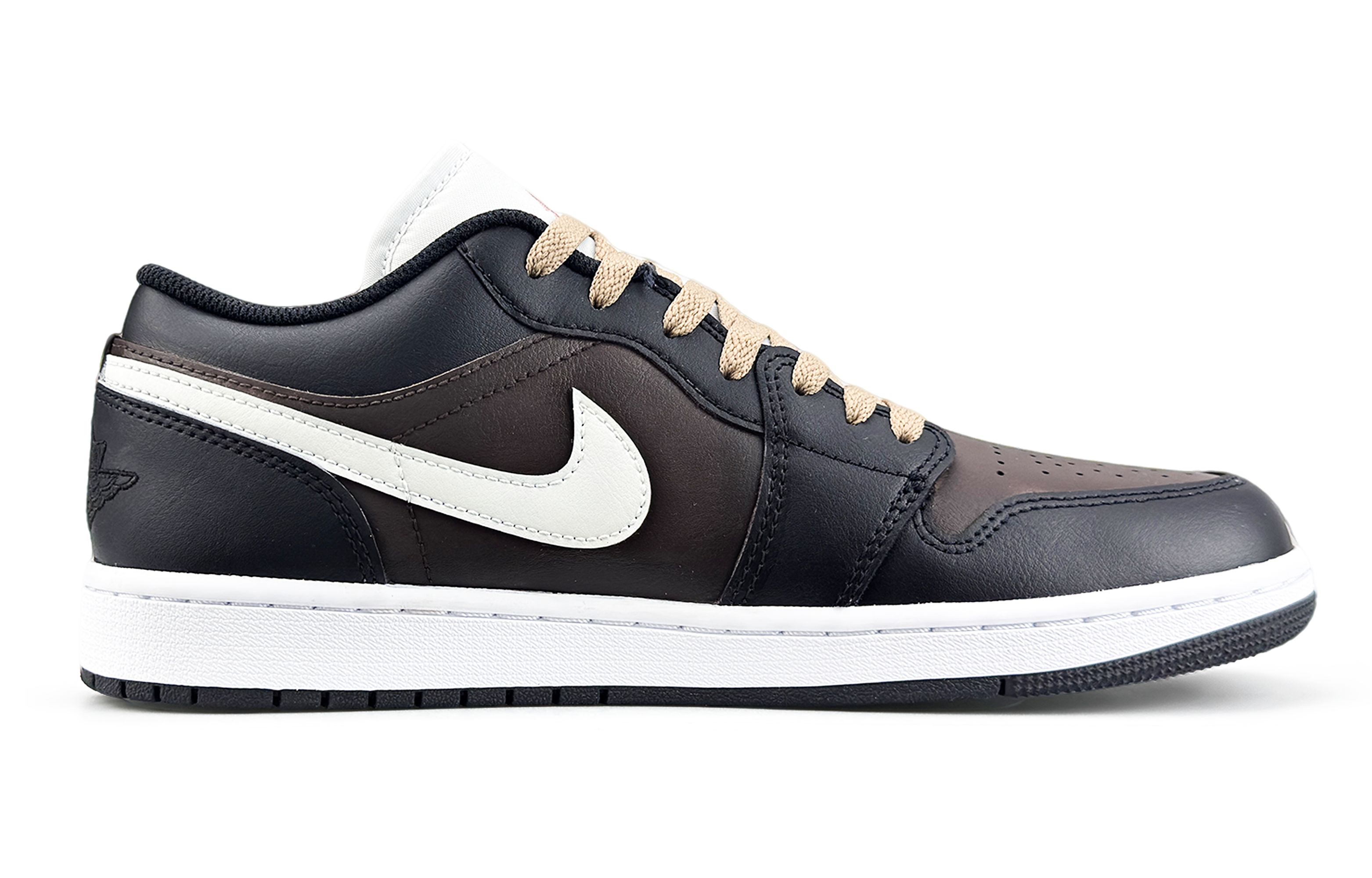 Jordan Air Jordan 1 Abrasion Resistant Abrasion Resistant Low top Vintage Basketball Shoes Unisex Black Brown