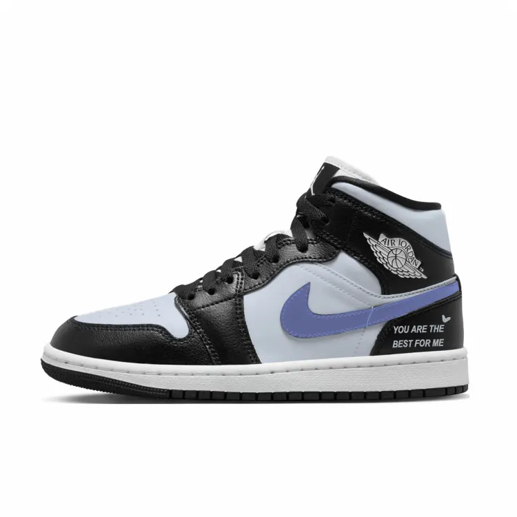 Jordan Air Jordan 1 Abrasion Resistant Mid top Vintage Basketball Shoes Women's Black White
