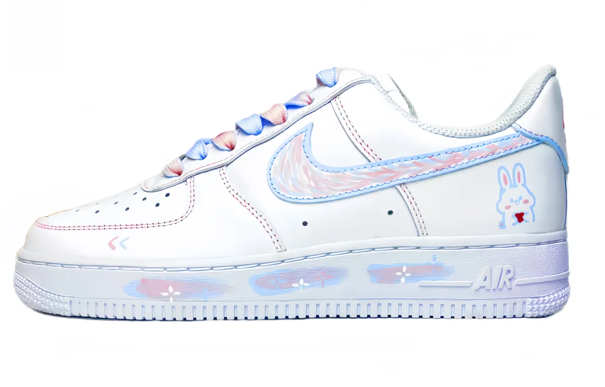 Nike Air Force 1 Low top Skateboard Shoes Women's Pink Blue White