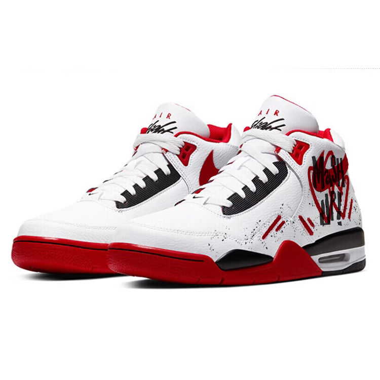 Nike Flight Legacy Slip Resistant Mid top Vintage Basketball Shoes Unisex Red White