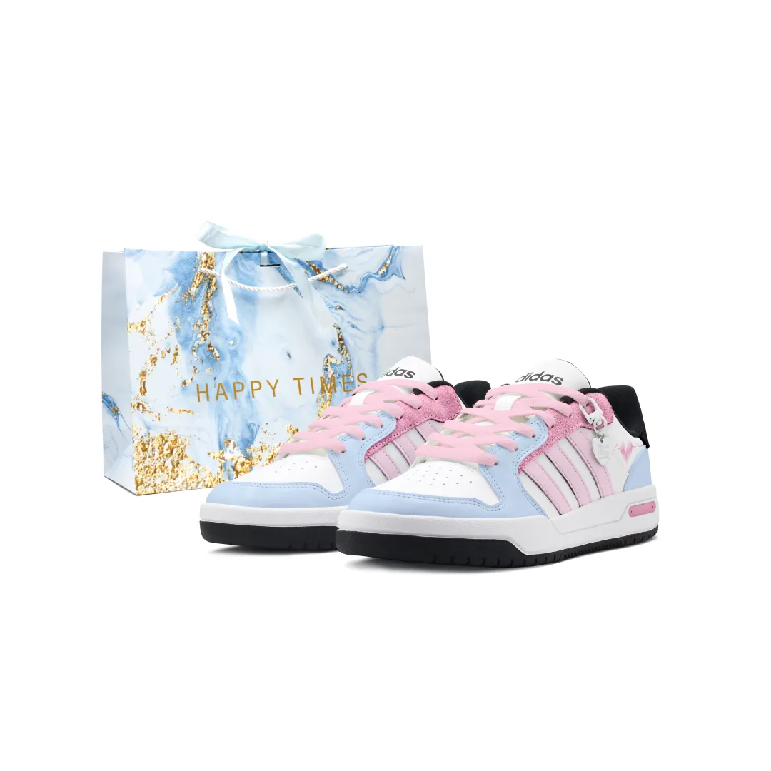 Adidas Neo Entrap Slip Resistant Abrasion Resistant Low top Vintage Basketball Shoes Women's Blue Pink