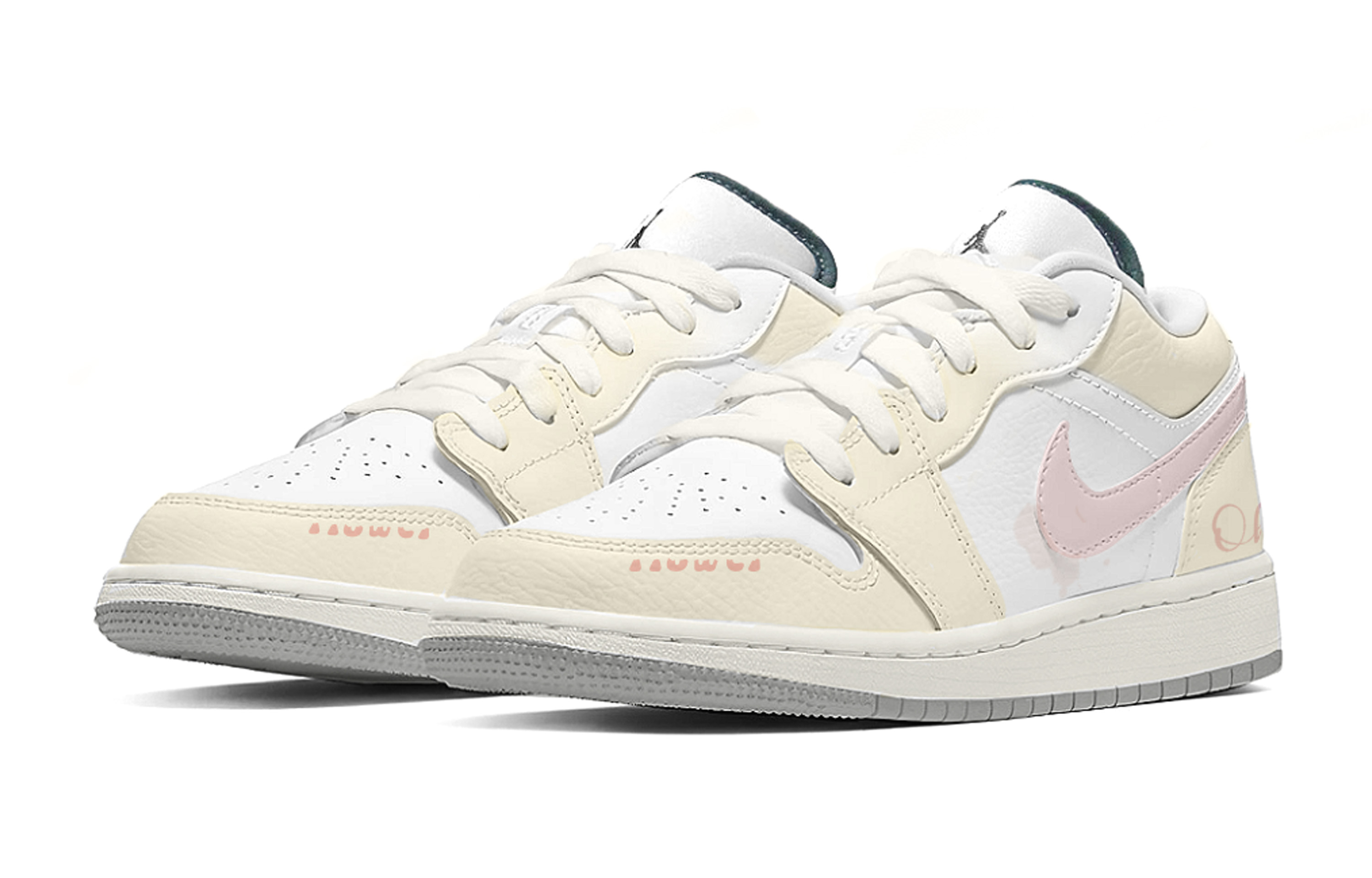 Jordan Air Jordan 1 Abrasion Resistant Low top Vintage Basketball Shoes Unisex Light Yellow