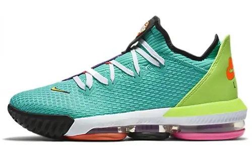 Nike Lebron 16 Low Air LBJ Hyper Jade Lebron 16 Lace-up Anti-slip Lightweight Low-top Practical basketball shoes Men's Emerald Green Foreign version