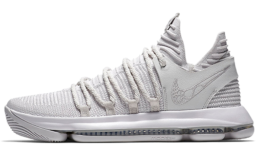 Nike KD 10 Platinum Durant round toe lace-up shock-absorbing anti-slip mid-top practical basketball shoes men's light platinum