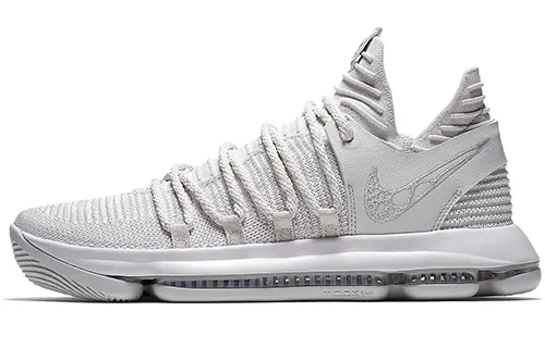 Nike KD 10 Platinum Durant round toe lace-up shock-absorbing anti-slip mid-top practical basketball shoes men's light platinum