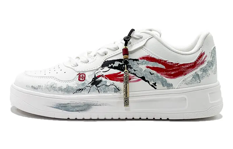 Anta Slip Resistant Abrasion Resistant Slip Resistant Abrasion Resistant Low top Skateboard Shoes Men's White Black Red