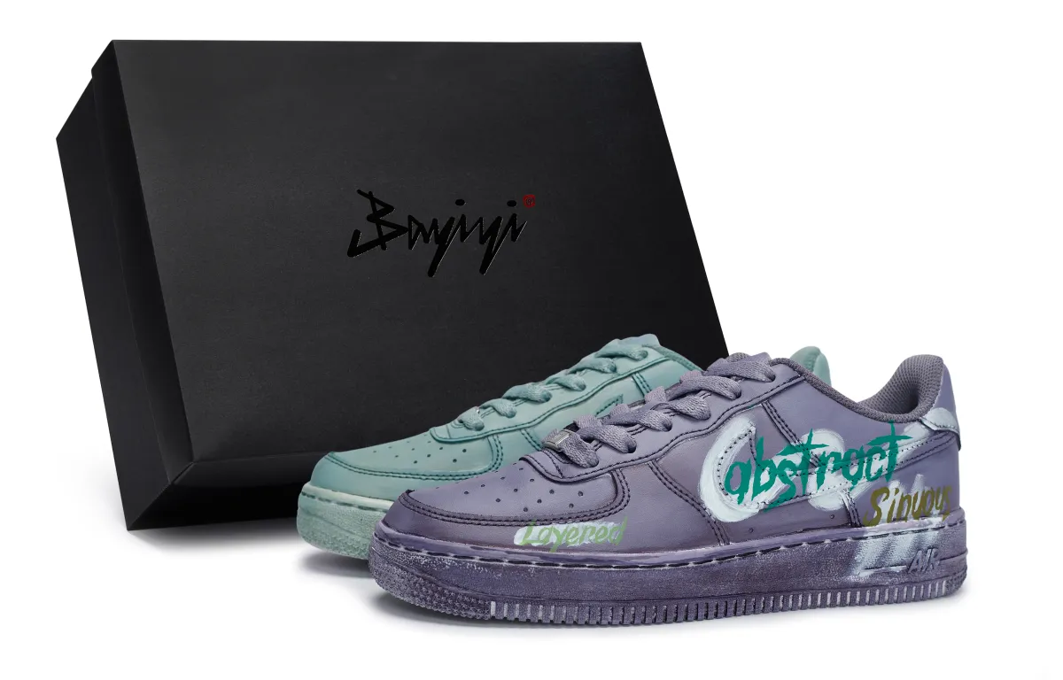 Nike Air Force 1 Slip Resistant Abrasion Resistant Low top Skateboard Shoes Unisex Purple Green