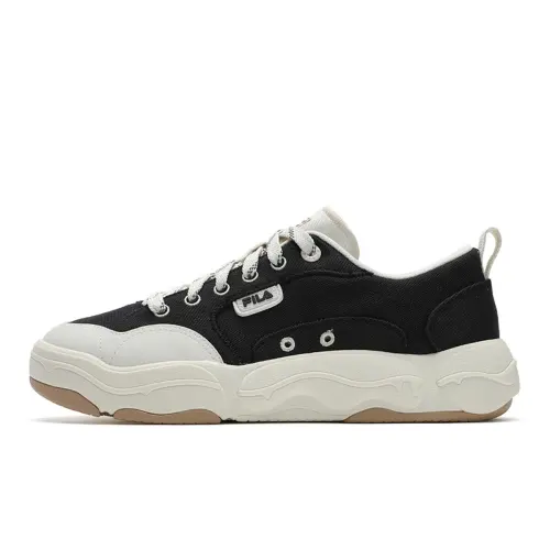 FILA BURGER Hamburger Shoes Breathable And Lightweight Low top Canvas Shoes Men's Black White