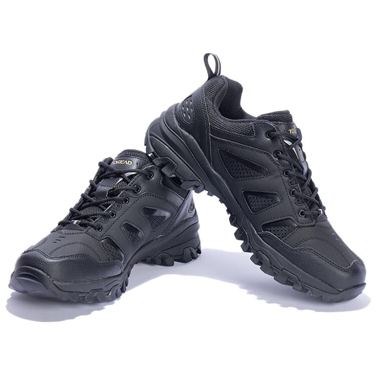 TOREAD Slip Resistant Abrasion Resistant Low top Hiking Shoes Men’s Black Gold