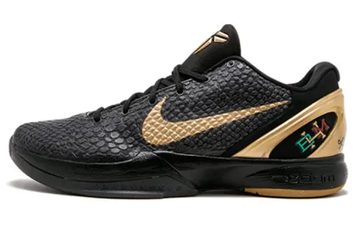 Nike Zoom Kobe 6 BHM Kobe 6 round toe lace-up non-slip lightweight low-top practical basketball shoes men's black gold 2011 edition