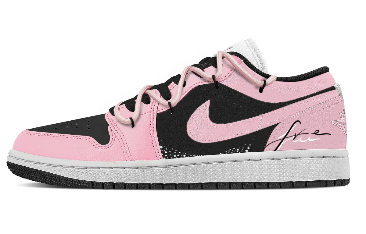 Jordan Air Jordan 1 Abrasion Resistant Low top Vintage Basketball Shoes Women's Black Pink